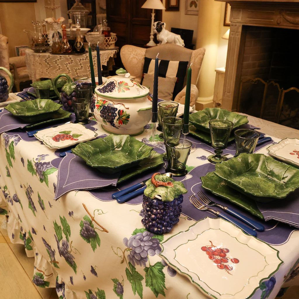 SET 6 PIATTI FONDI QUADRATI "FOGLIA DI VITE"