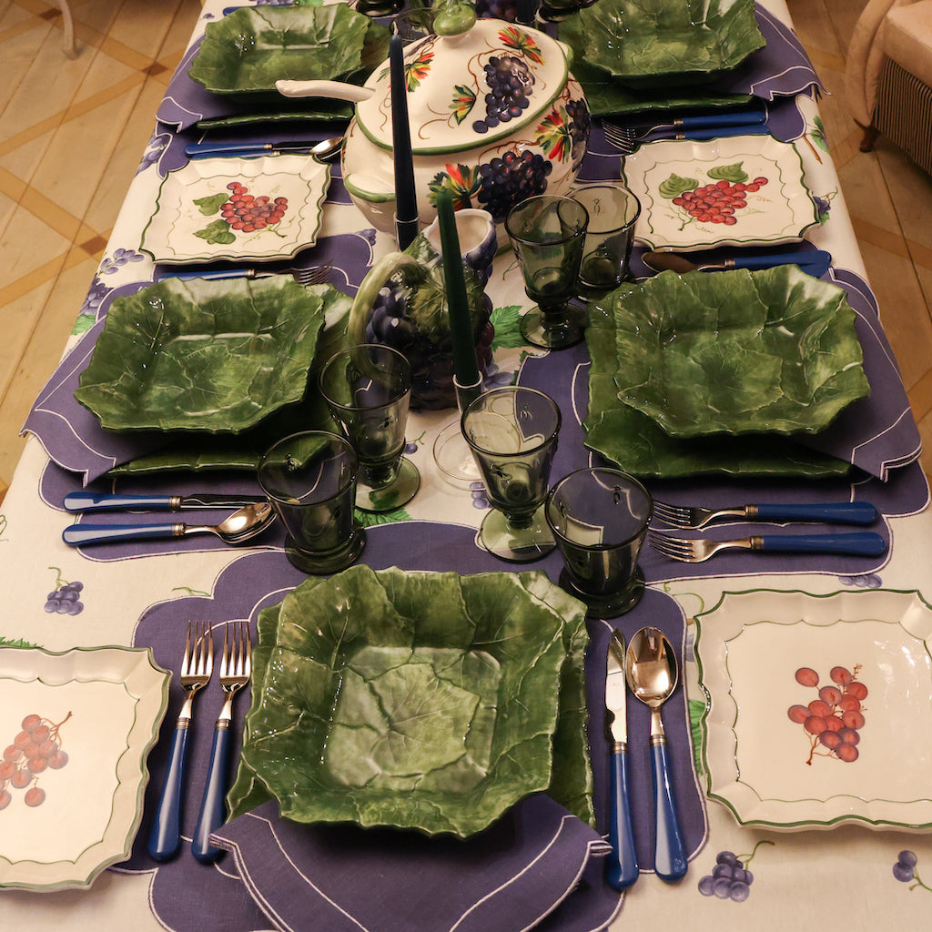 SET 6 PIATTI FONDI QUADRATI "FOGLIA DI VITE"