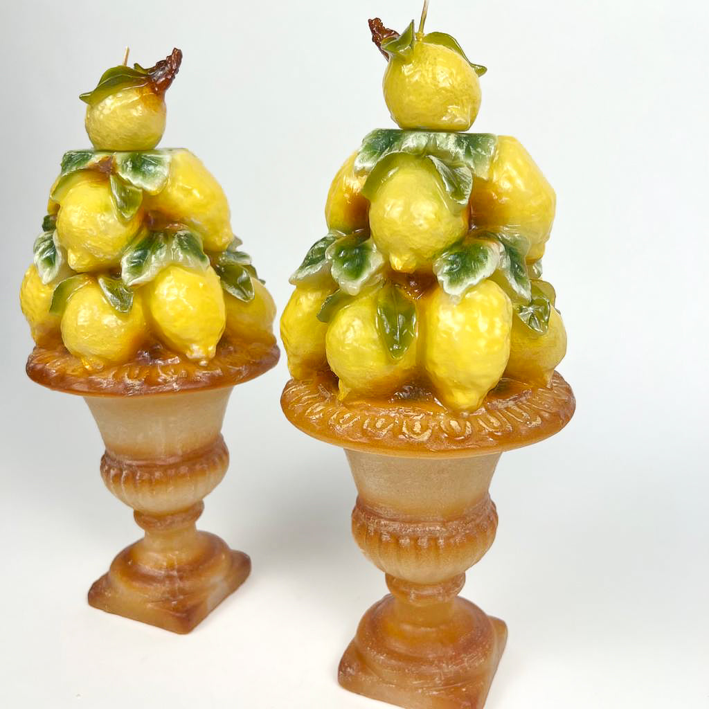 COPPIA DI MAXI CANDELE URNA ROMANA CON LIMONI