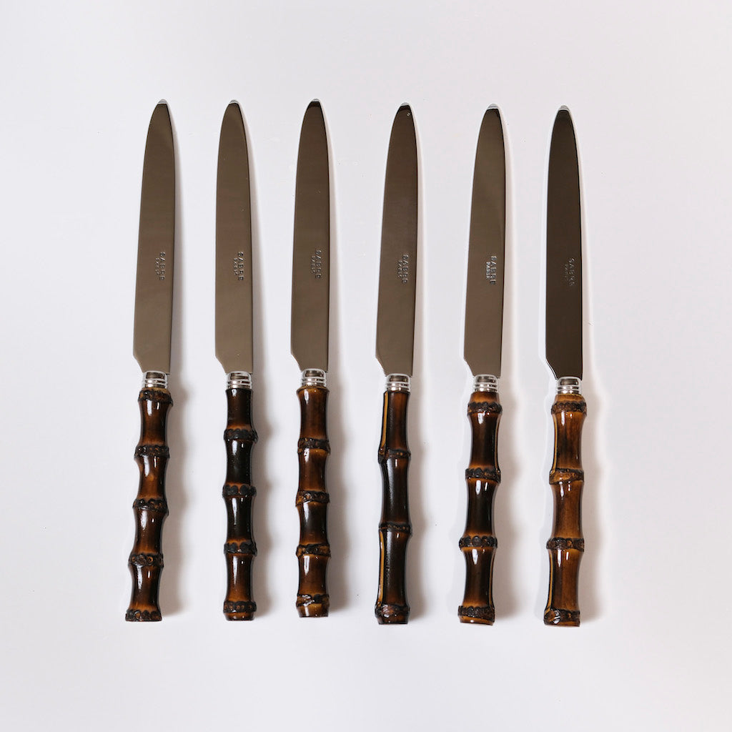 SET 6 COLTELLI VERO BAMBOO “BRUCIATO DARK”