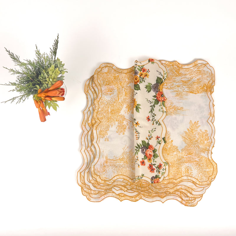 SET DI 6 TOVAGLIETTE ROSE ARANCIONI