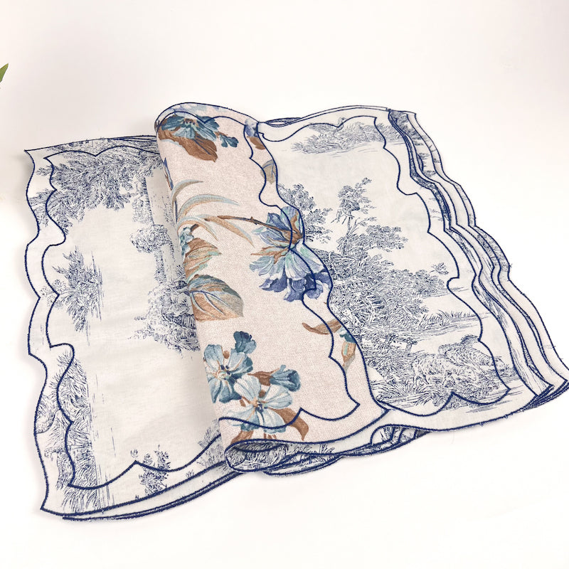 SET DI 6 TOVAGLIETTE "ROSE INGLESI BLU"