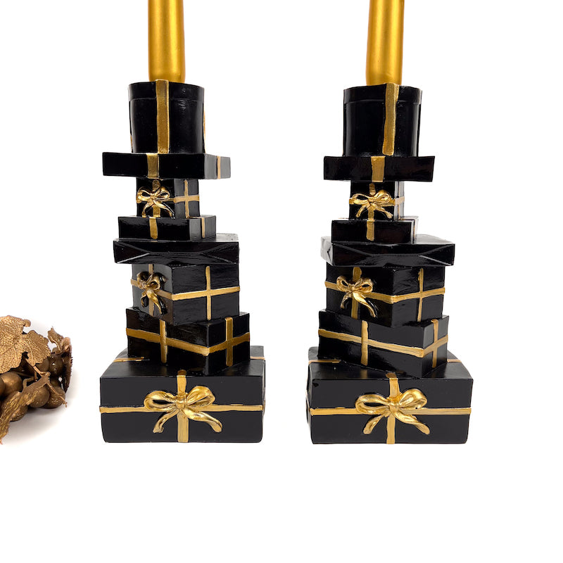 COPPIA DI PORTACANDELE "PACCO REGALO"