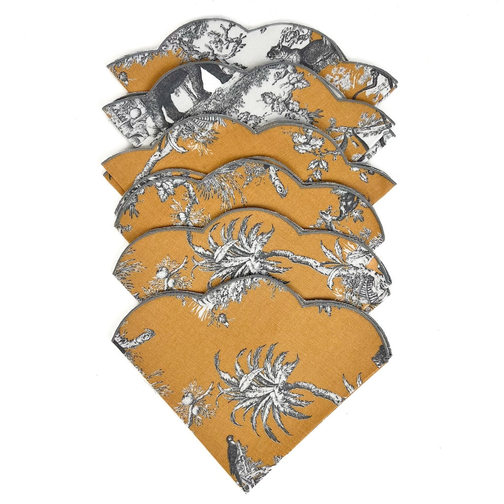 SET DI 6 TOVAGLIOLI RICAMATI TOILE DE JOUY “SENAPE”