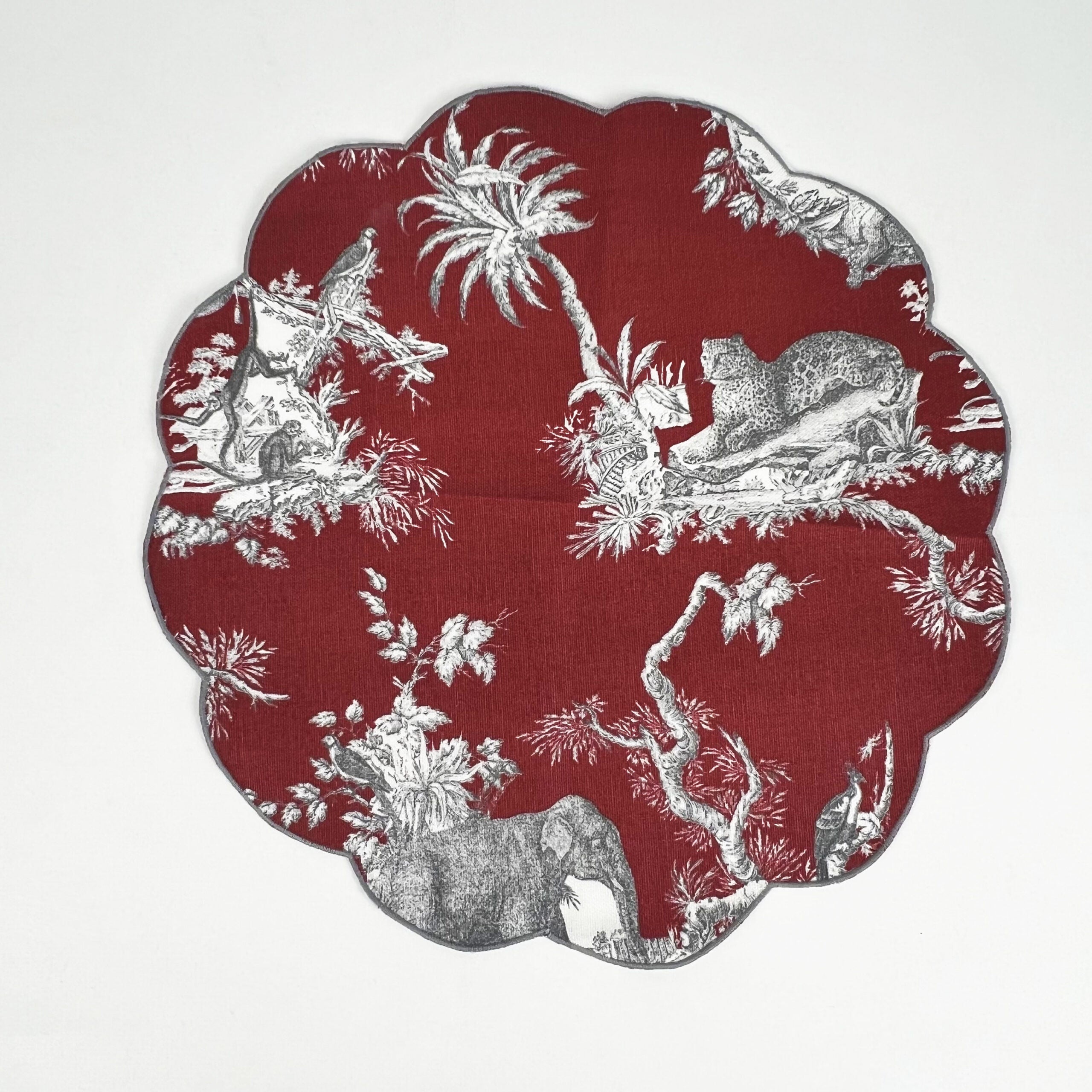 SET DI 6 TOVAGLIOLI RICAMATI TOILE DE JOUY “ROSSO CARMINIO”