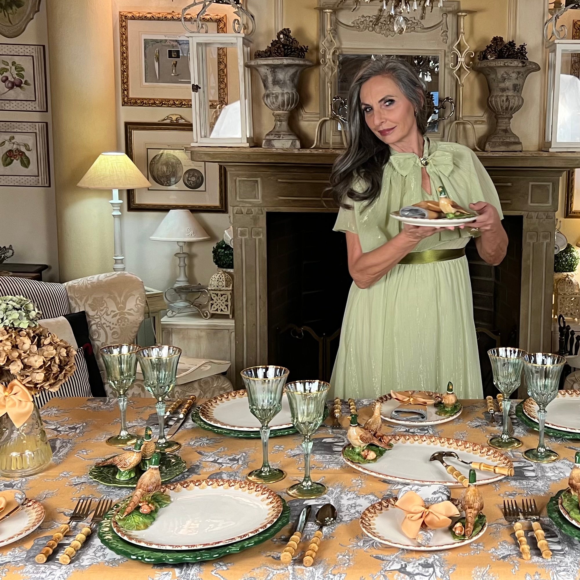 SET 6 PIATTI PIANI "FAGIANI"