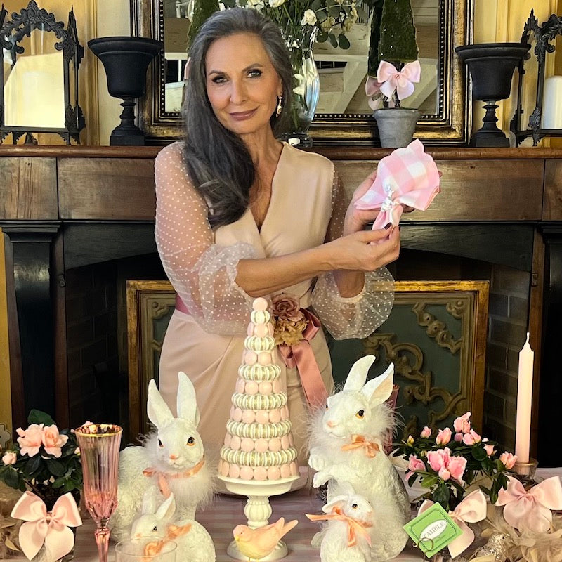 SET 6 TOVAGLIOLI MAXY VICHY " ROSA POLVERE”