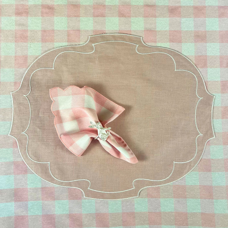 SET 6 TOVAGLIOLI MAXY VICHY " ROSA POLVERE”