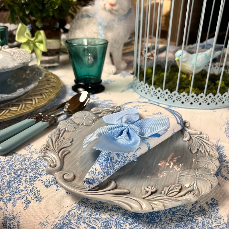 SET 6 TOVAGLIOLI TOILE DE JOUY "AZZURRO CIELO"