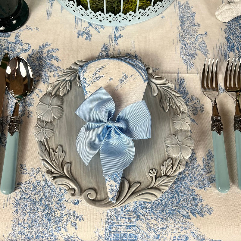 SET 6 TOVAGLIOLI TOILE DE JOUY "AZZURRO CIELO"