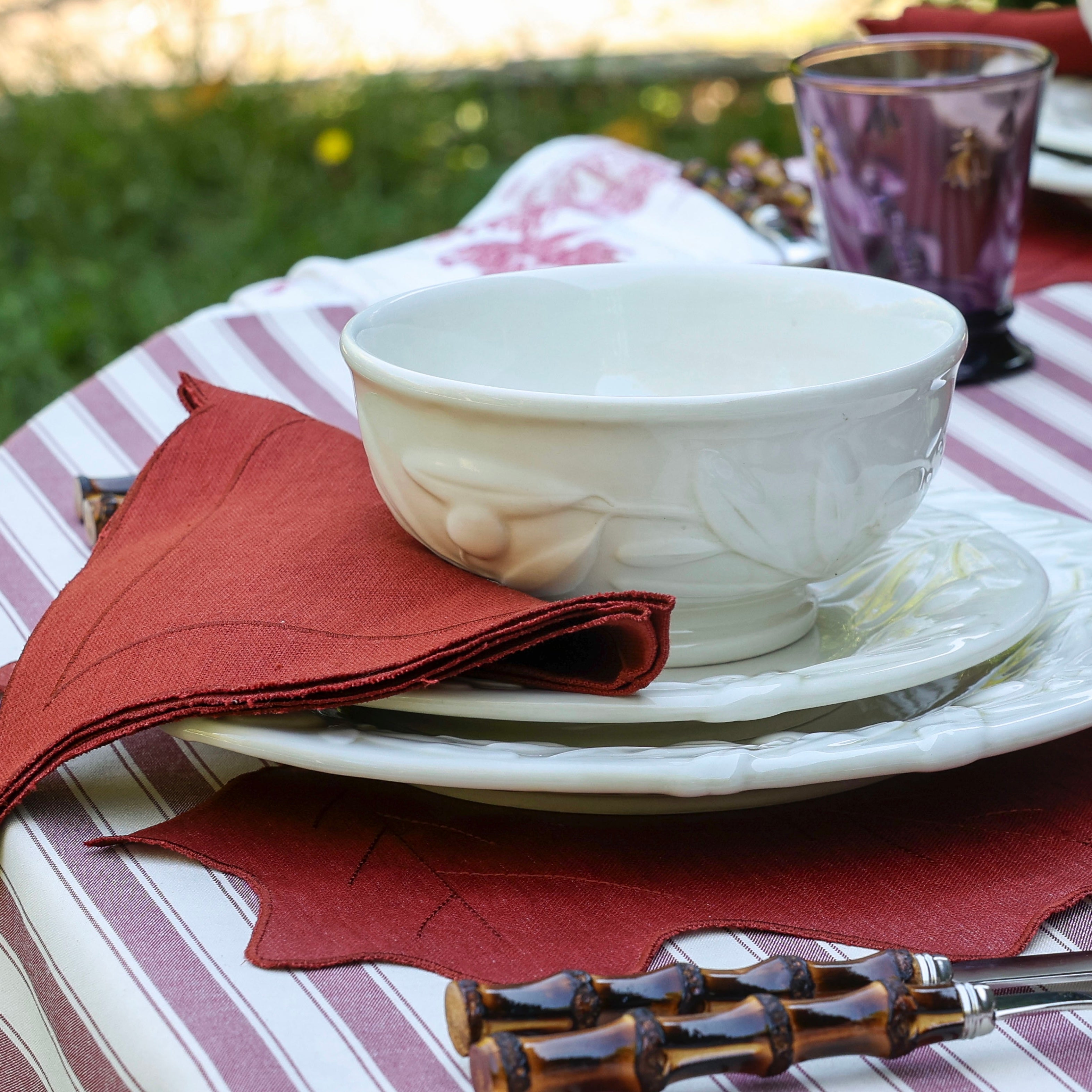 SET 6 PIATTI PIANI "OLIVE e CREMA"