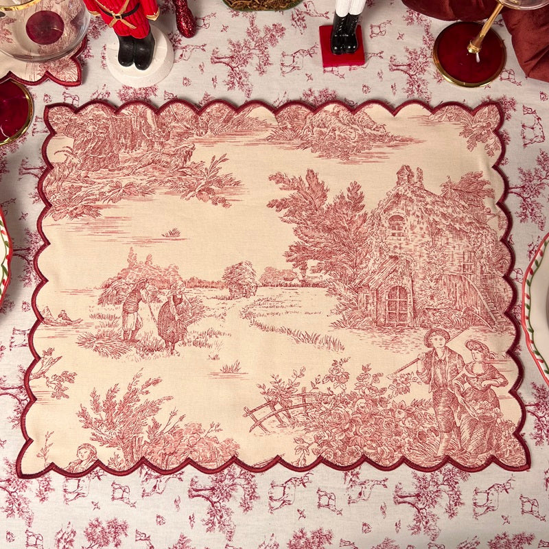 SET DI 6 TOVAGLIETTE “TOILE DE JOUY ROSSO BORGOGNA”