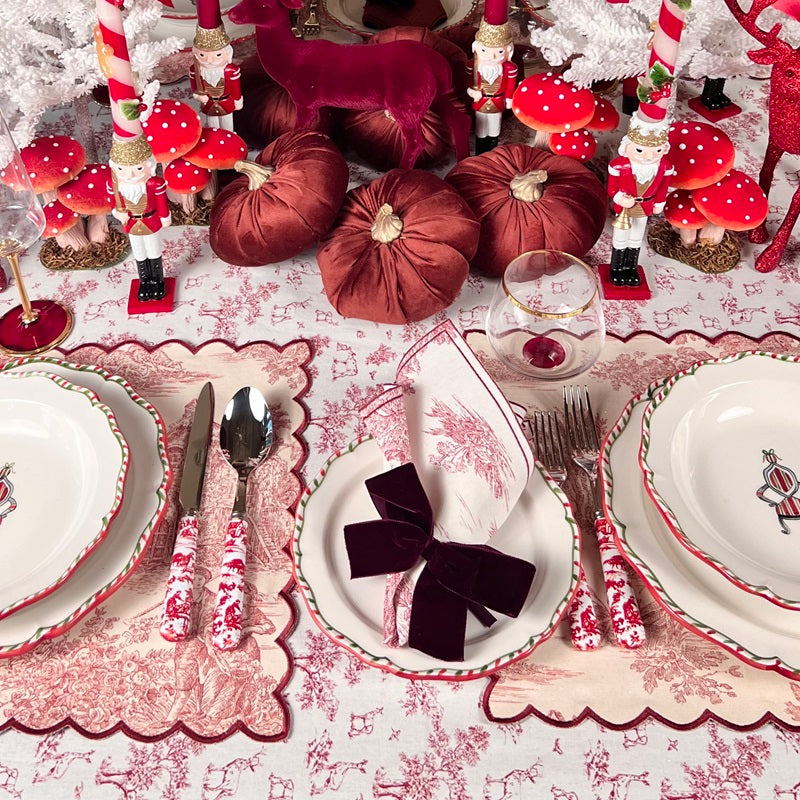 SET DI 6 FORCHETTE DA ANTIPASTO “TOILE DE JOUY ROSSO”