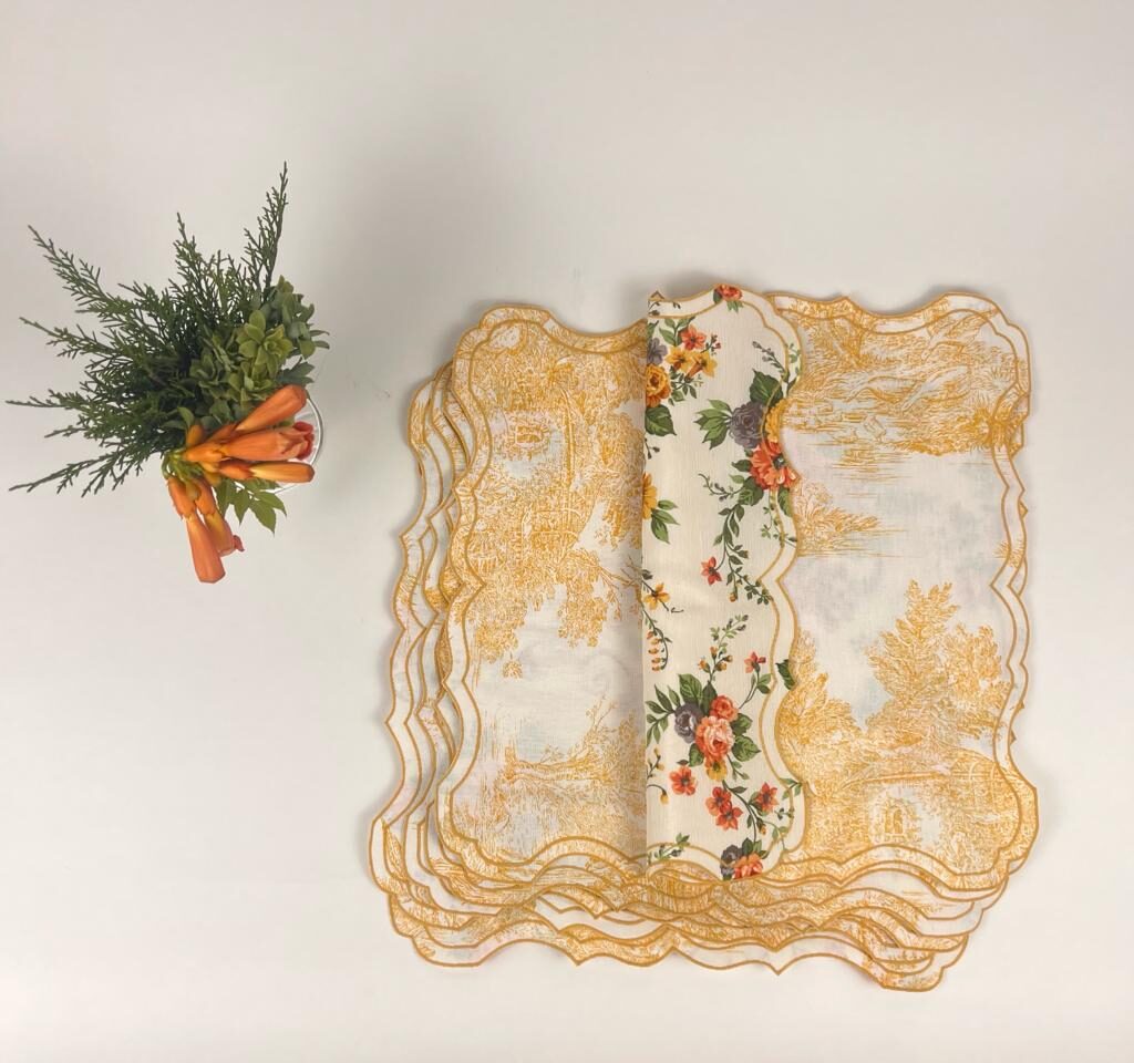 SET DI 6 TOVAGLIETTE TOILE DE JOUY GIALLE