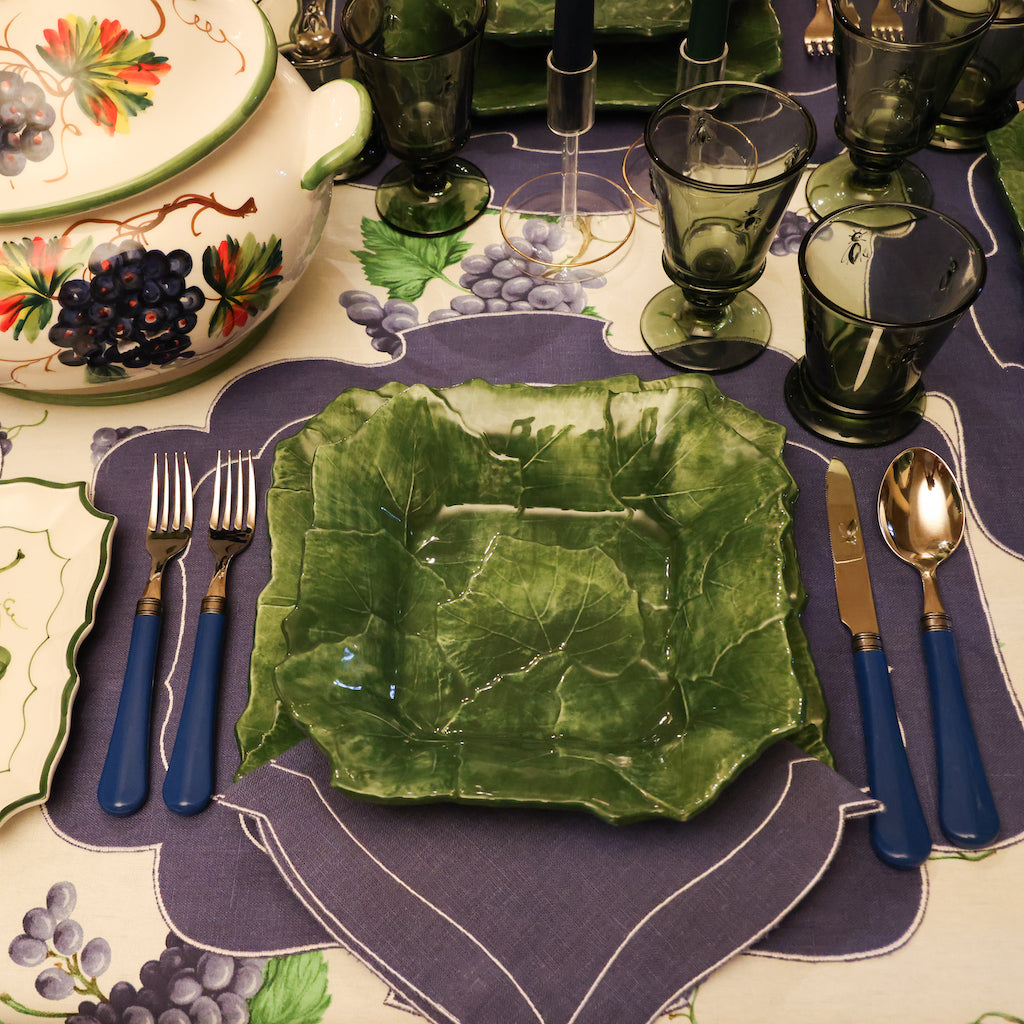 SET 6 PIATTI PIANI QUADRATI "FOGLIA DI VITE"