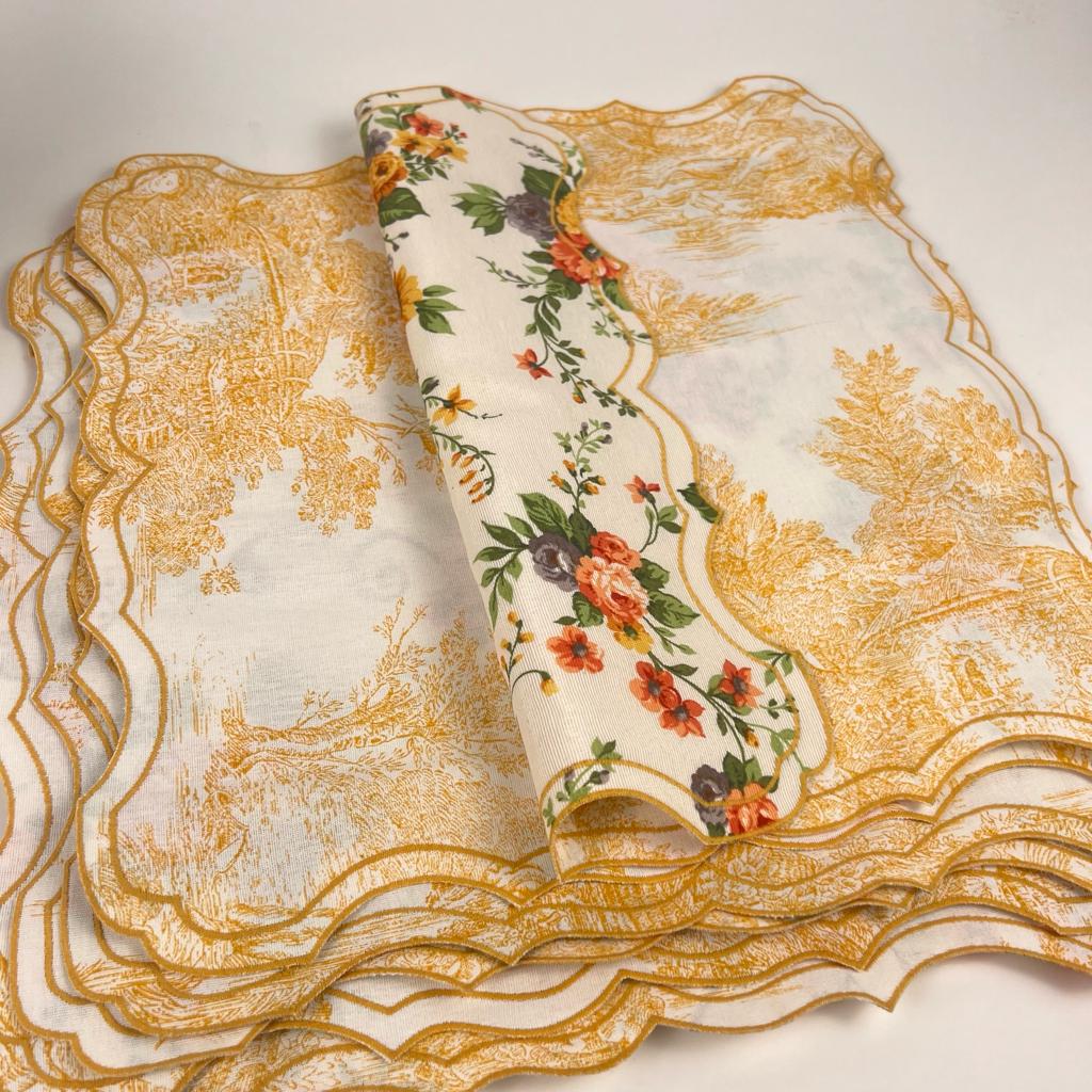 SET DI 6 TOVAGLIETTE TOILE DE JOUY GIALLE