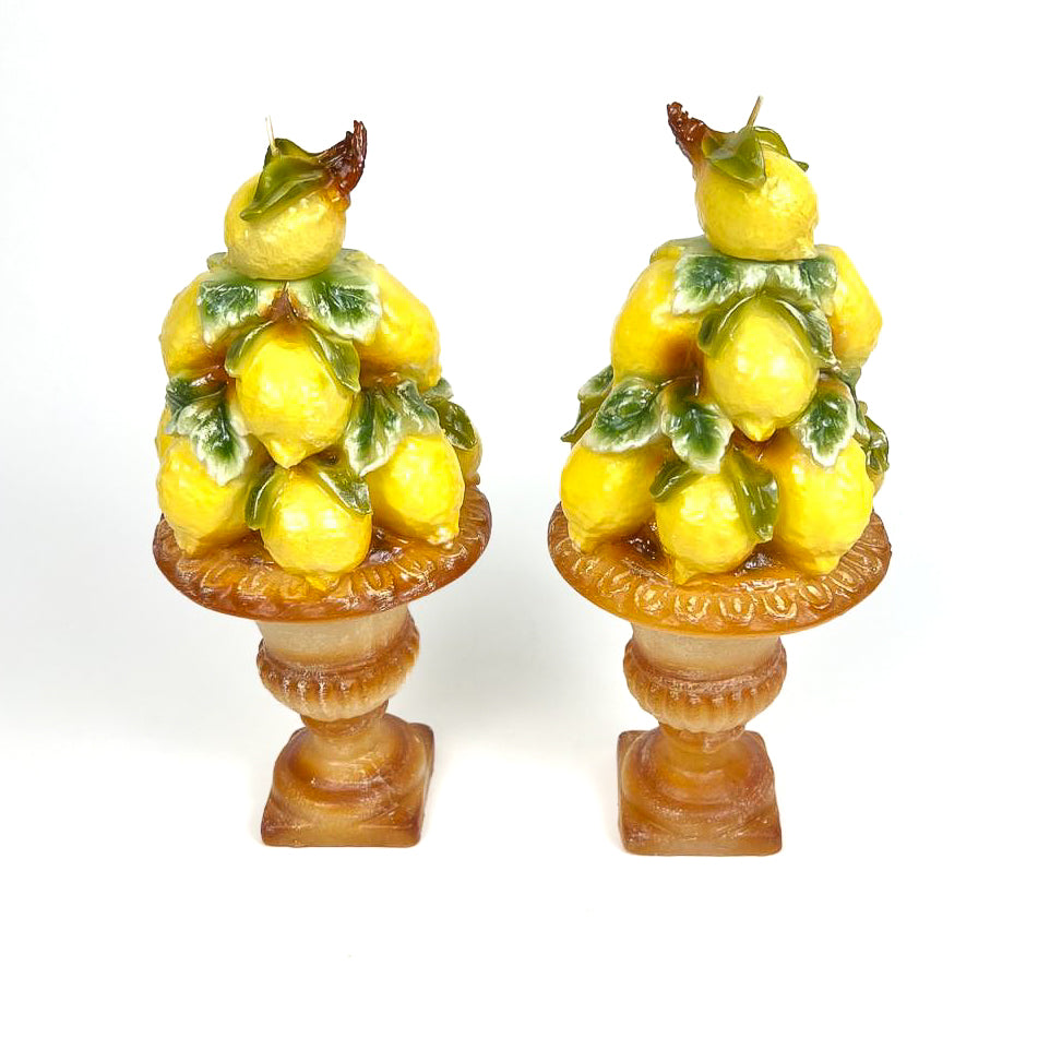 COPPIA DI MAXI CANDELE URNA ROMANA CON LIMONI