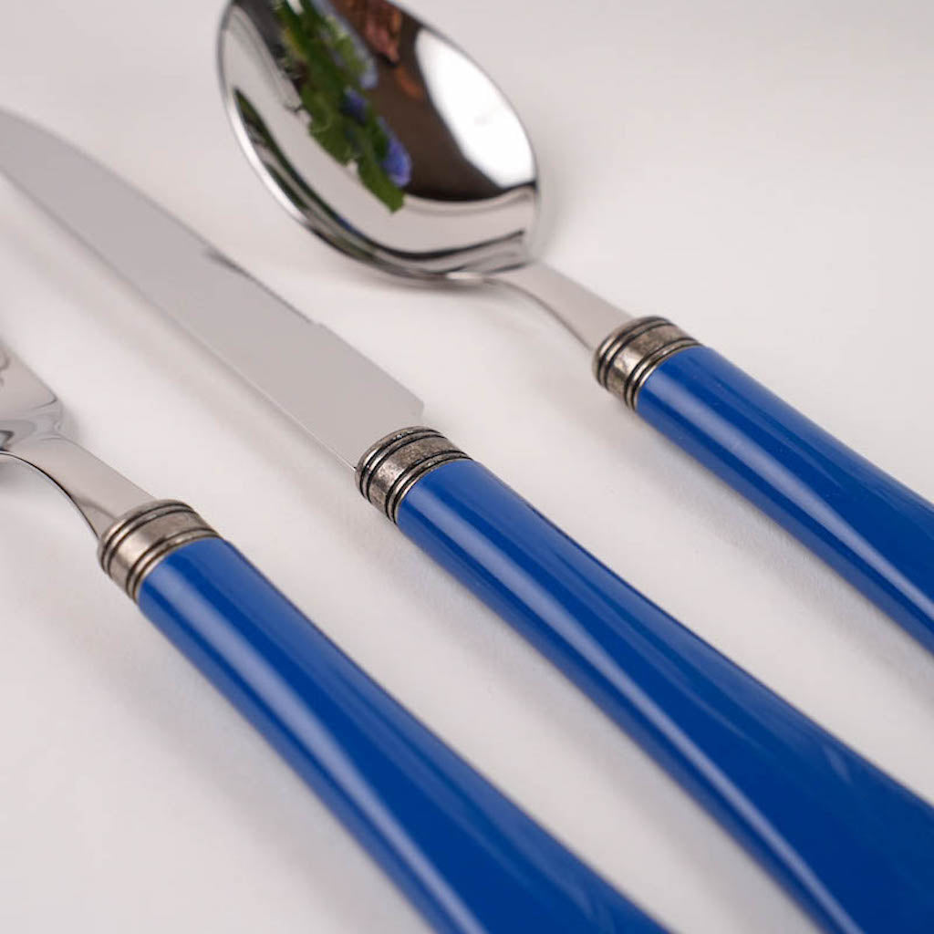 TRIS DI POSATE RETRÓ "BLU ANTICO"