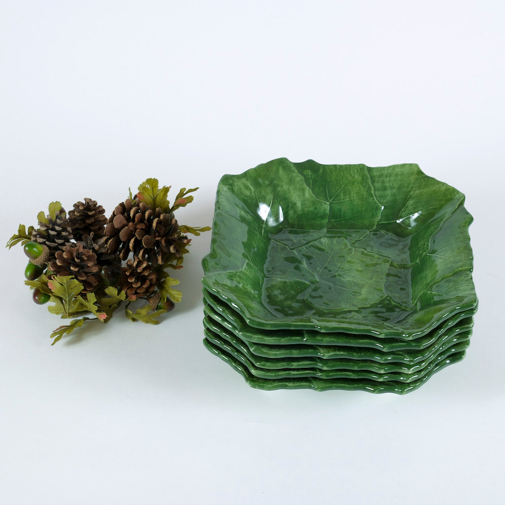 SET 6 PIATTI FONDI QUADRATI "FOGLIA DI VITE"