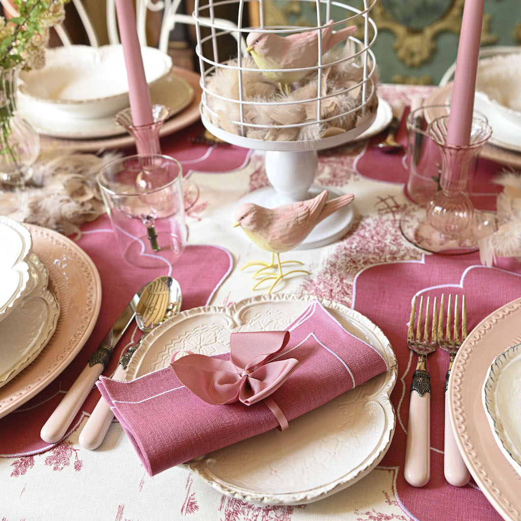 SET DA 6 FIOCCHI PORTATOVAGLIOLI "ROSA ANTICO"