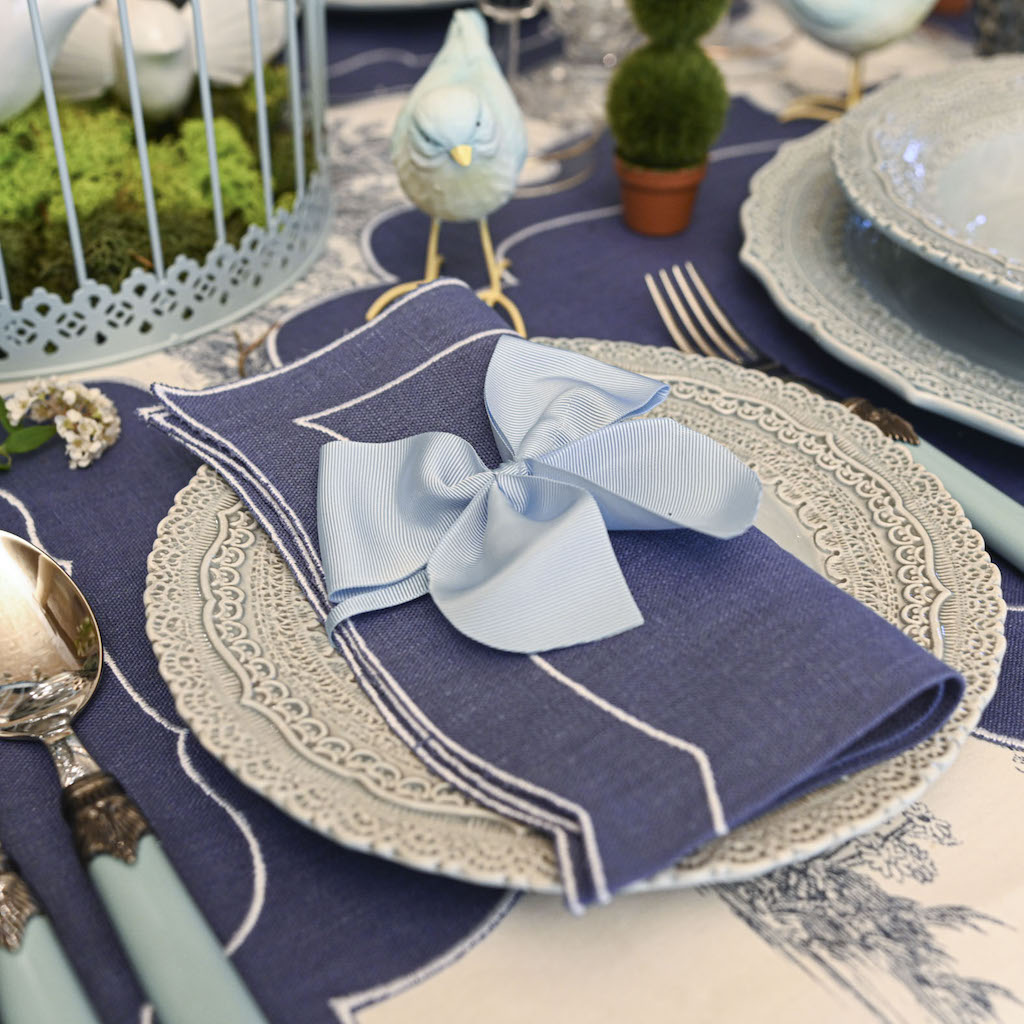 SET DA 6 FIOCCHI PORTATOVAGLIOLI "AZZURRO CIELO"