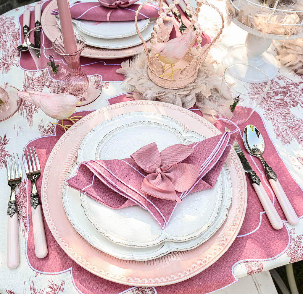 SET DA 6 FIOCCHI PORTATOVAGLIOLI "ROSA ANTICO"
