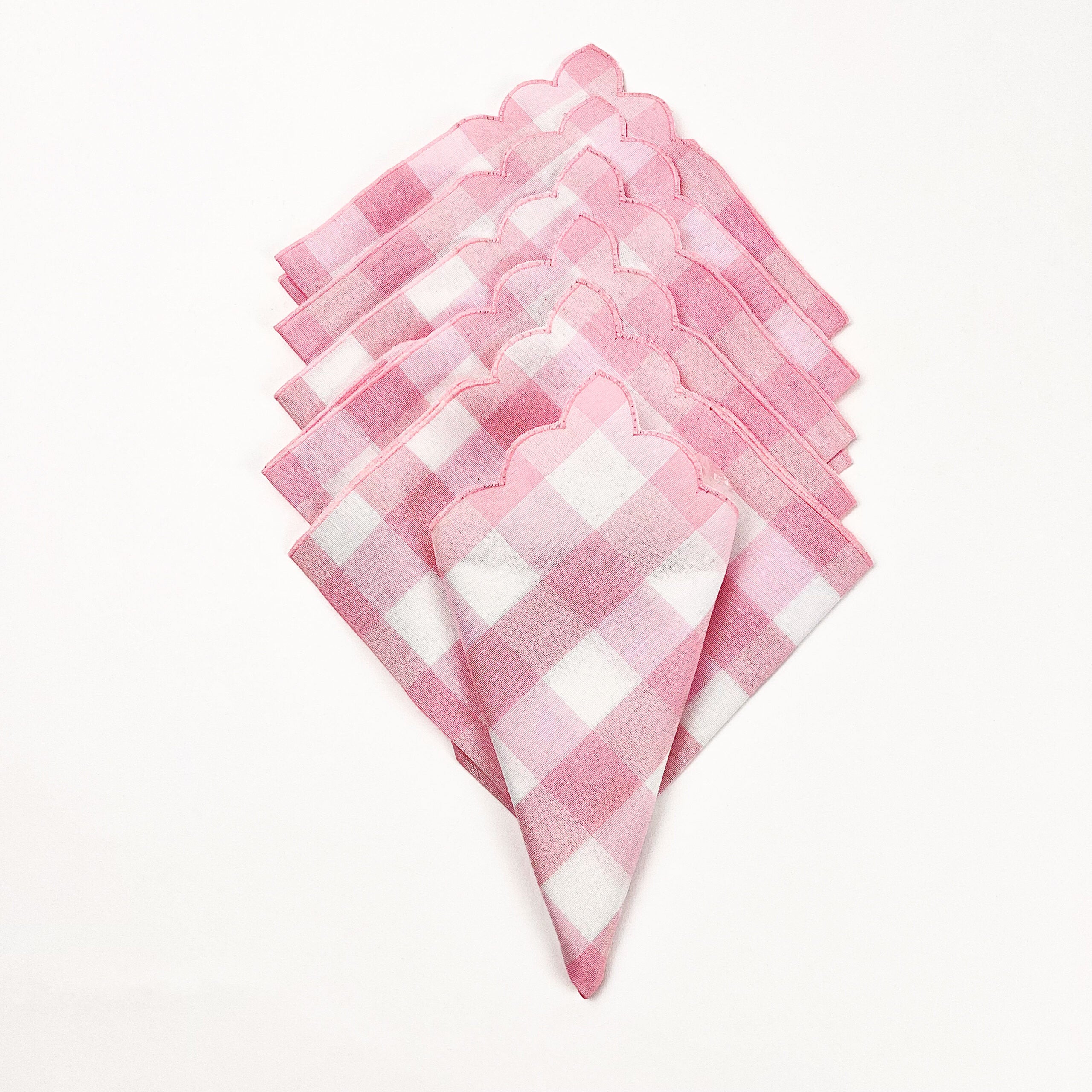 SET 6 TOVAGLIOLI MAXY VICHY " ROSA POLVERE”