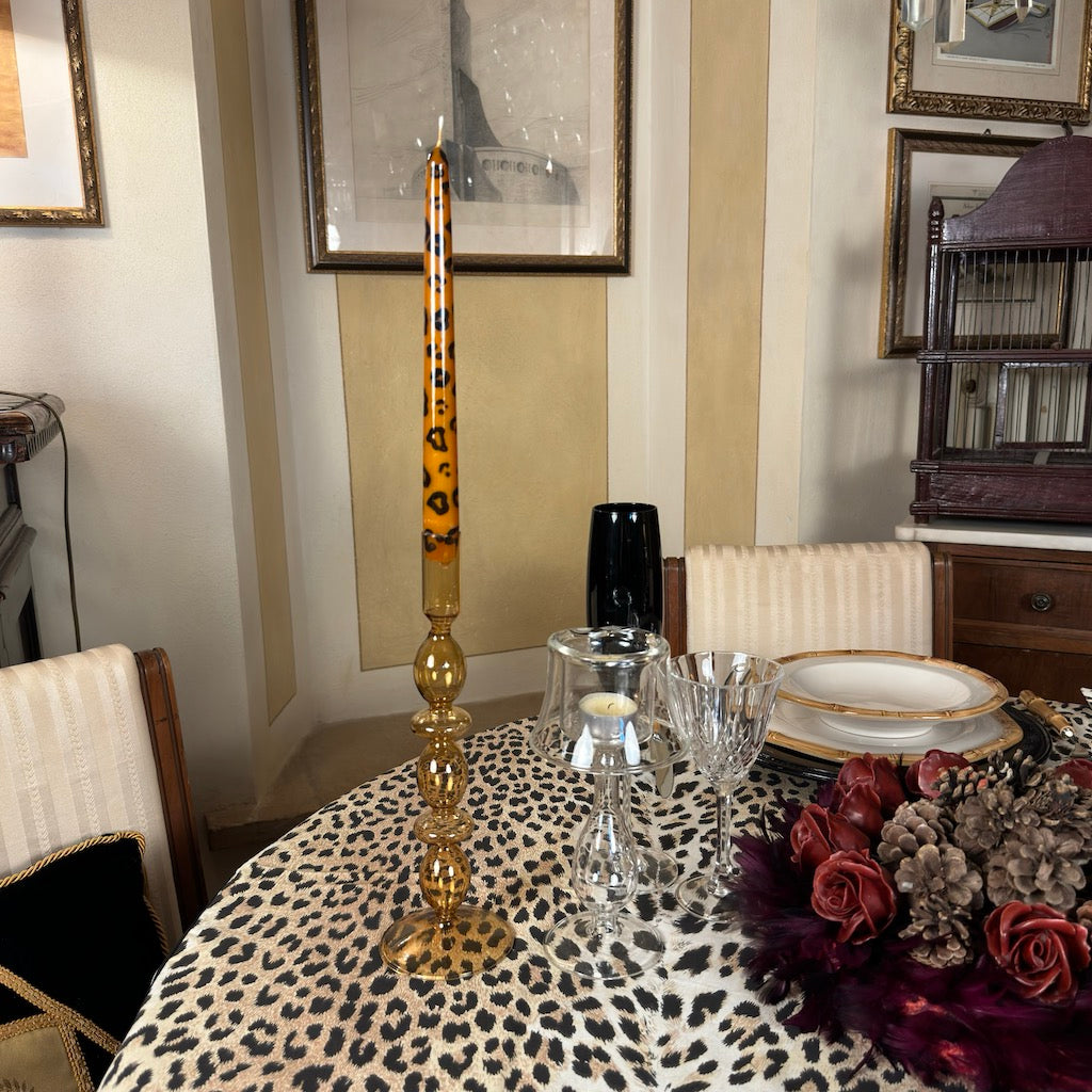 SET 2 PORTACANDELE  "AMBRA" + 2 CANDELE "GHEPARDO"