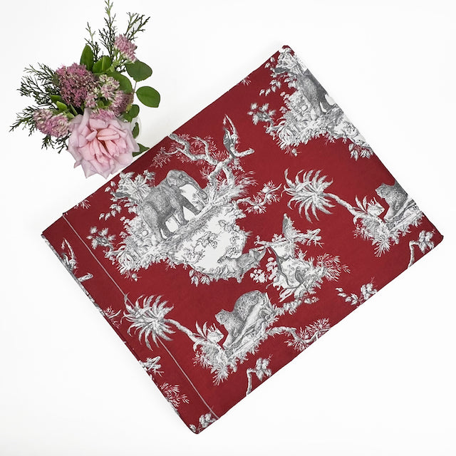 TOVAGLIA GIUNGLA TOILE DE JOUY "ROSSO CARMINIO"