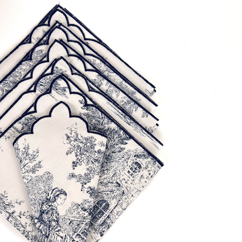 SET DI 6 TOVAGLIOLI TOILE DE JOUY "BLU"