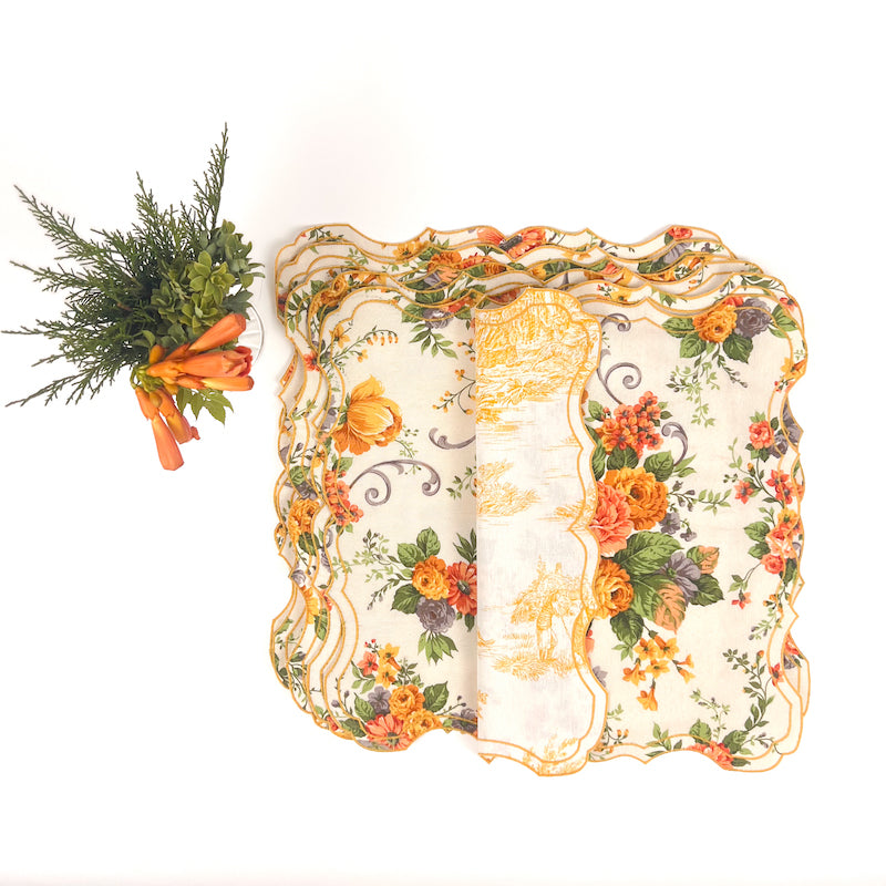 SET DI 6 TOVAGLIETTE ROSE ARANCIONI