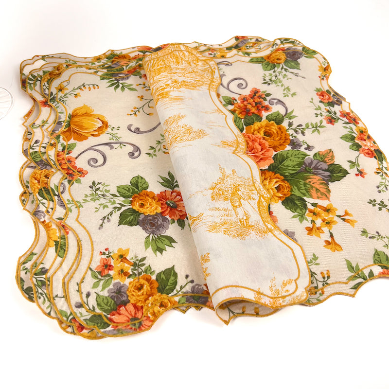 SET DI 6 TOVAGLIETTE ROSE ARANCIONI