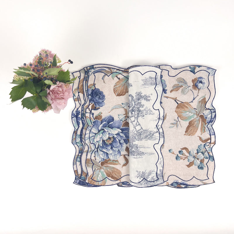 SET DI 6 TOVAGLIETTE "ROSE INGLESI BLU"