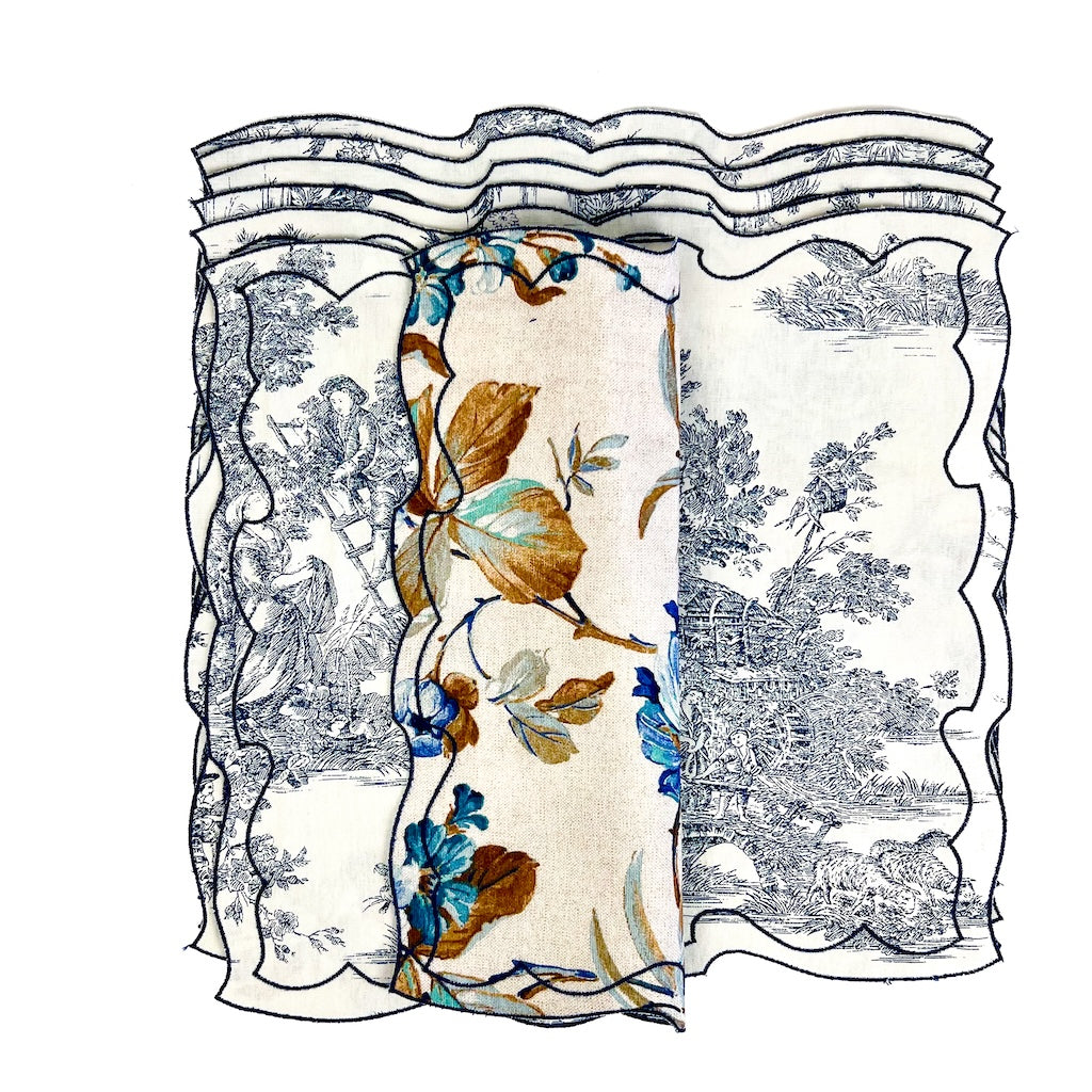 SET DI 6 TOVAGLIETTE TOILE DE JOUY BLU