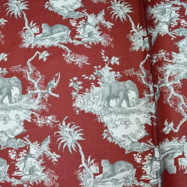 TOVAGLIA GIUNGLA TOILE DE JOUY "ROSSO CARMINIO"