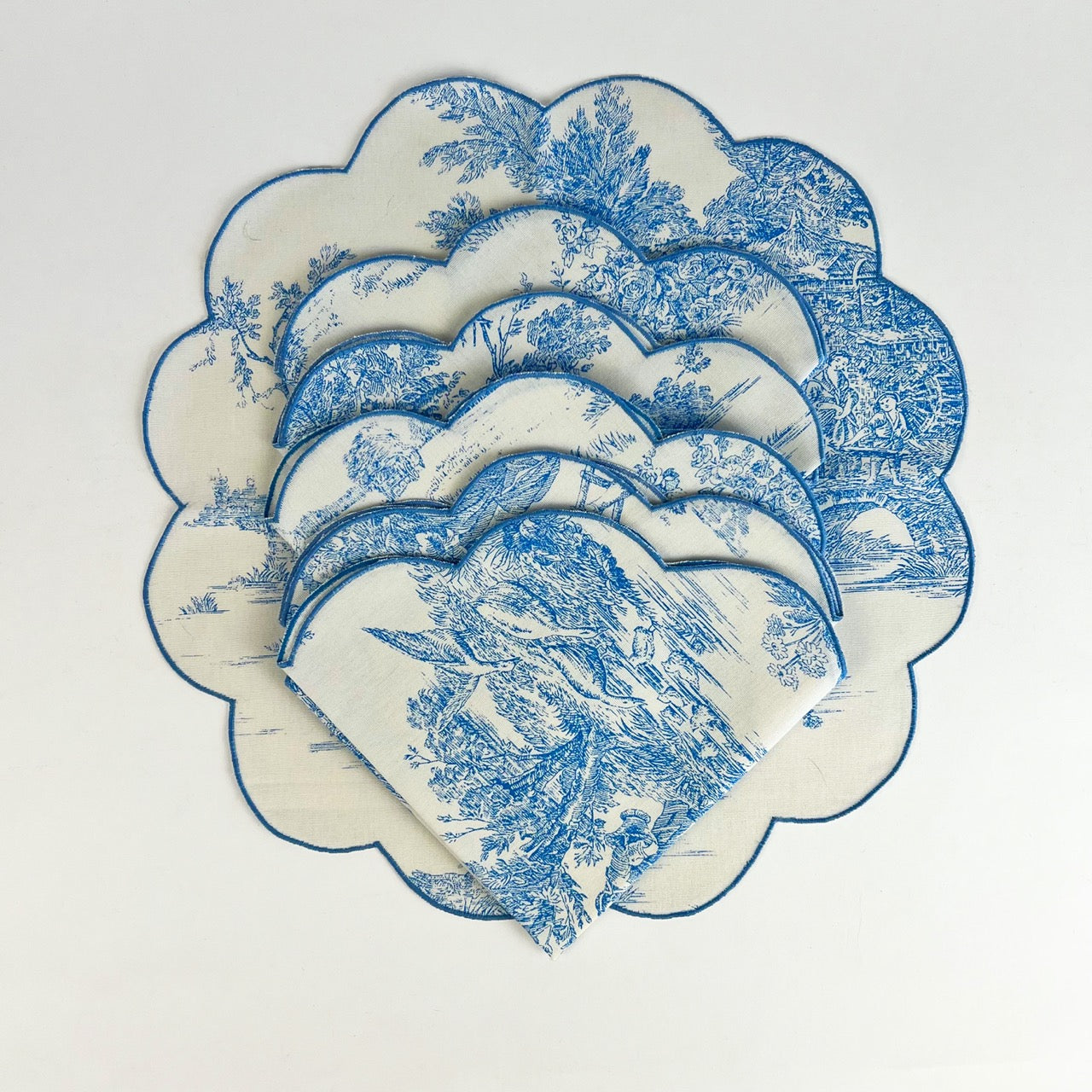SET 6 TOVAGLIOLI TOILE DE JOUY "AZZURRO CIELO"