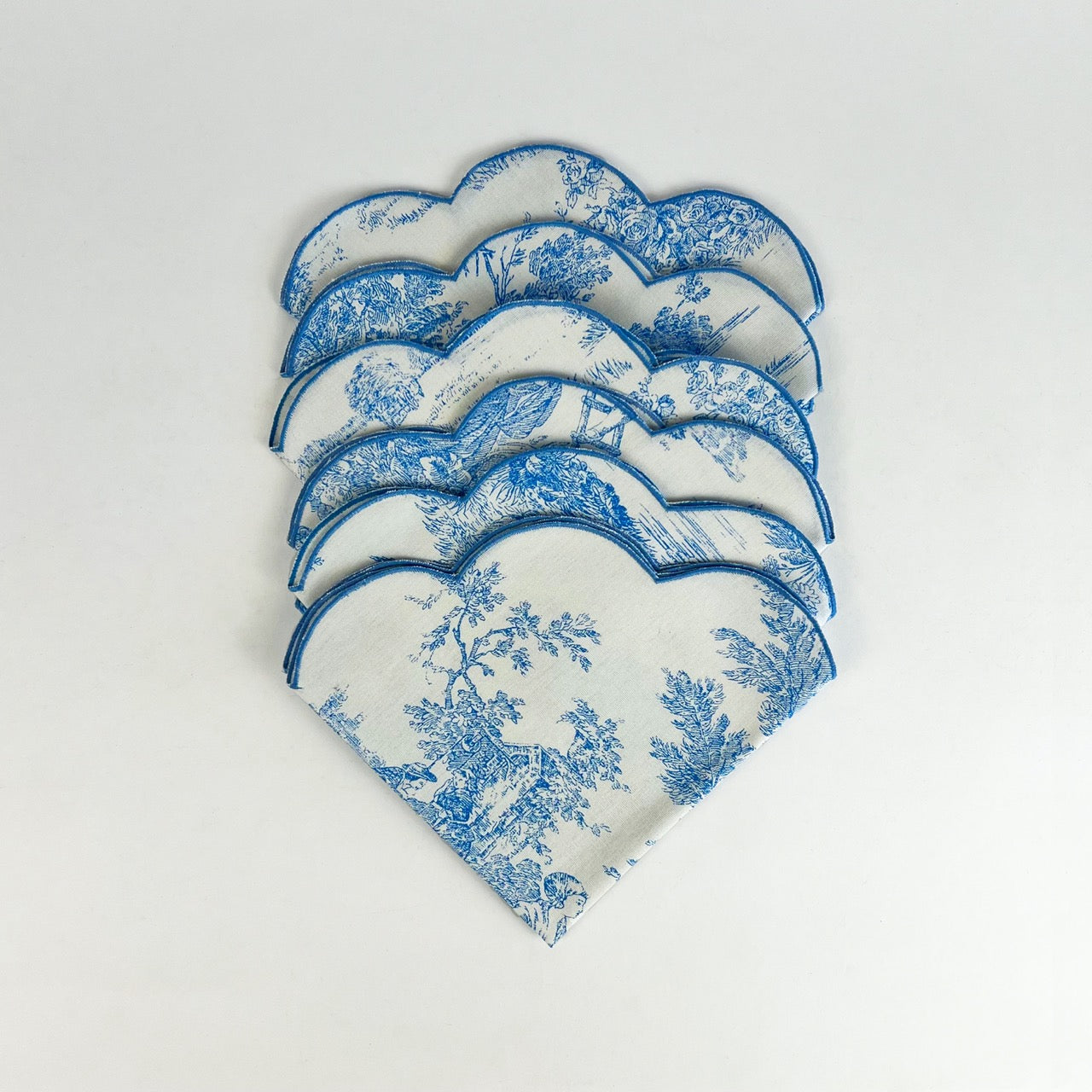 SET 6 TOVAGLIOLI TOILE DE JOUY "AZZURRO CIELO"