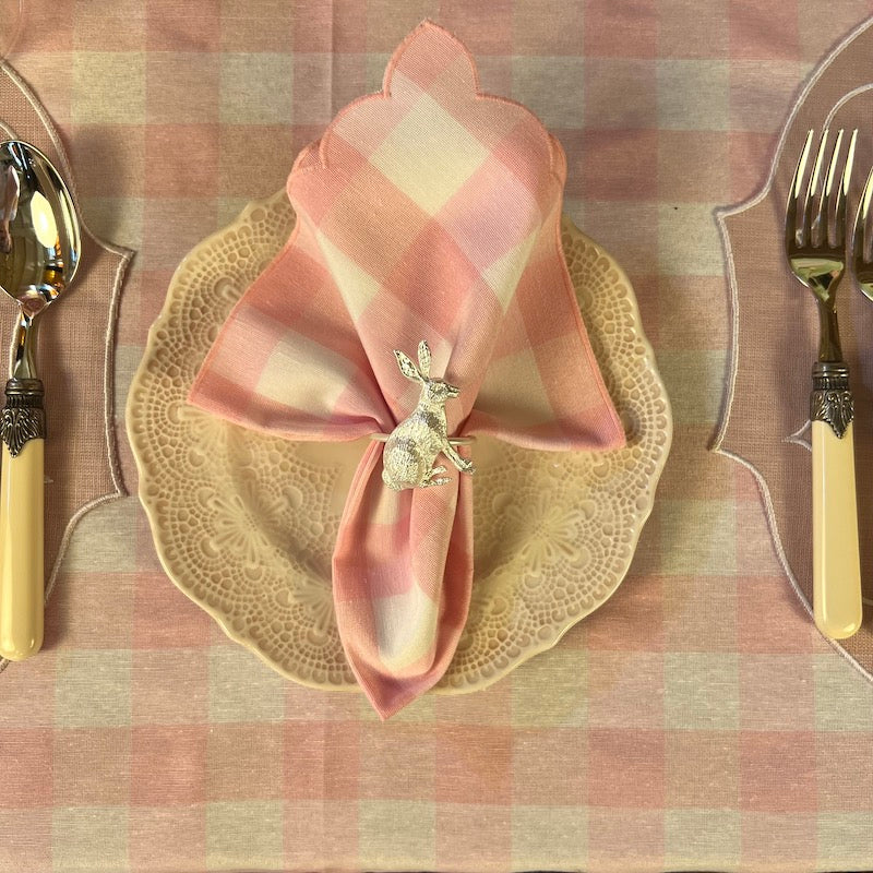 SET 6 TOVAGLIOLI MAXY VICHY " ROSA POLVERE”