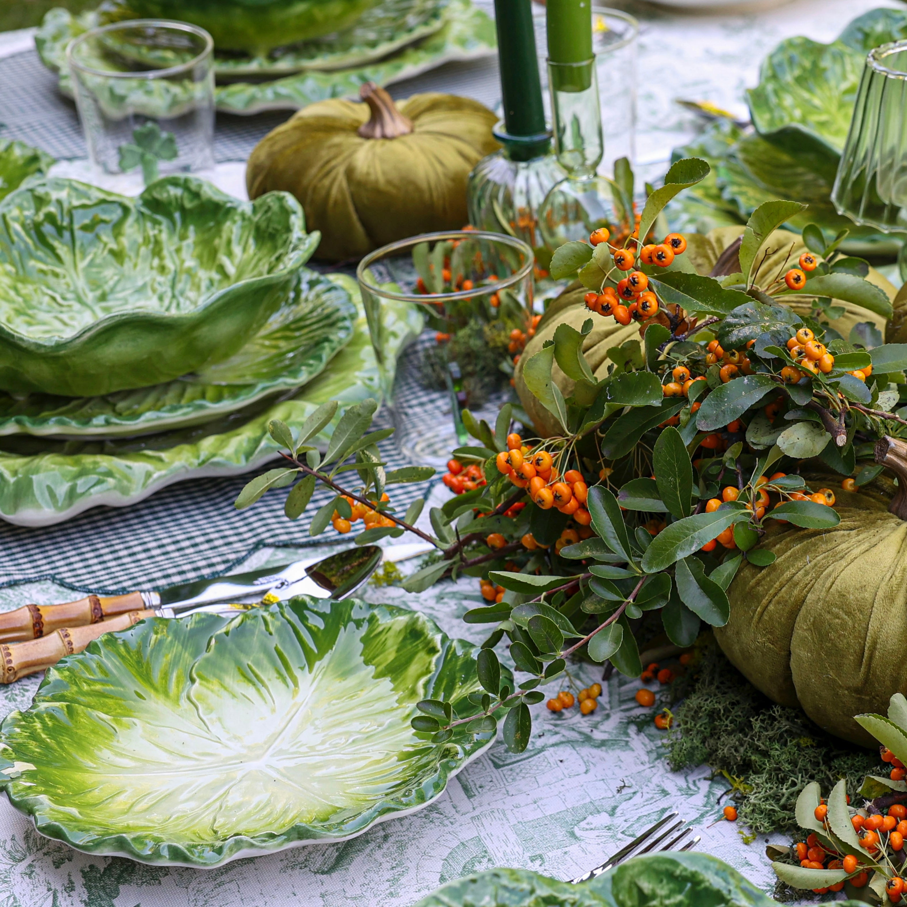 SET 6 PIATTI DA ANTIPASTO "CAVOLO VERZA VERDE"