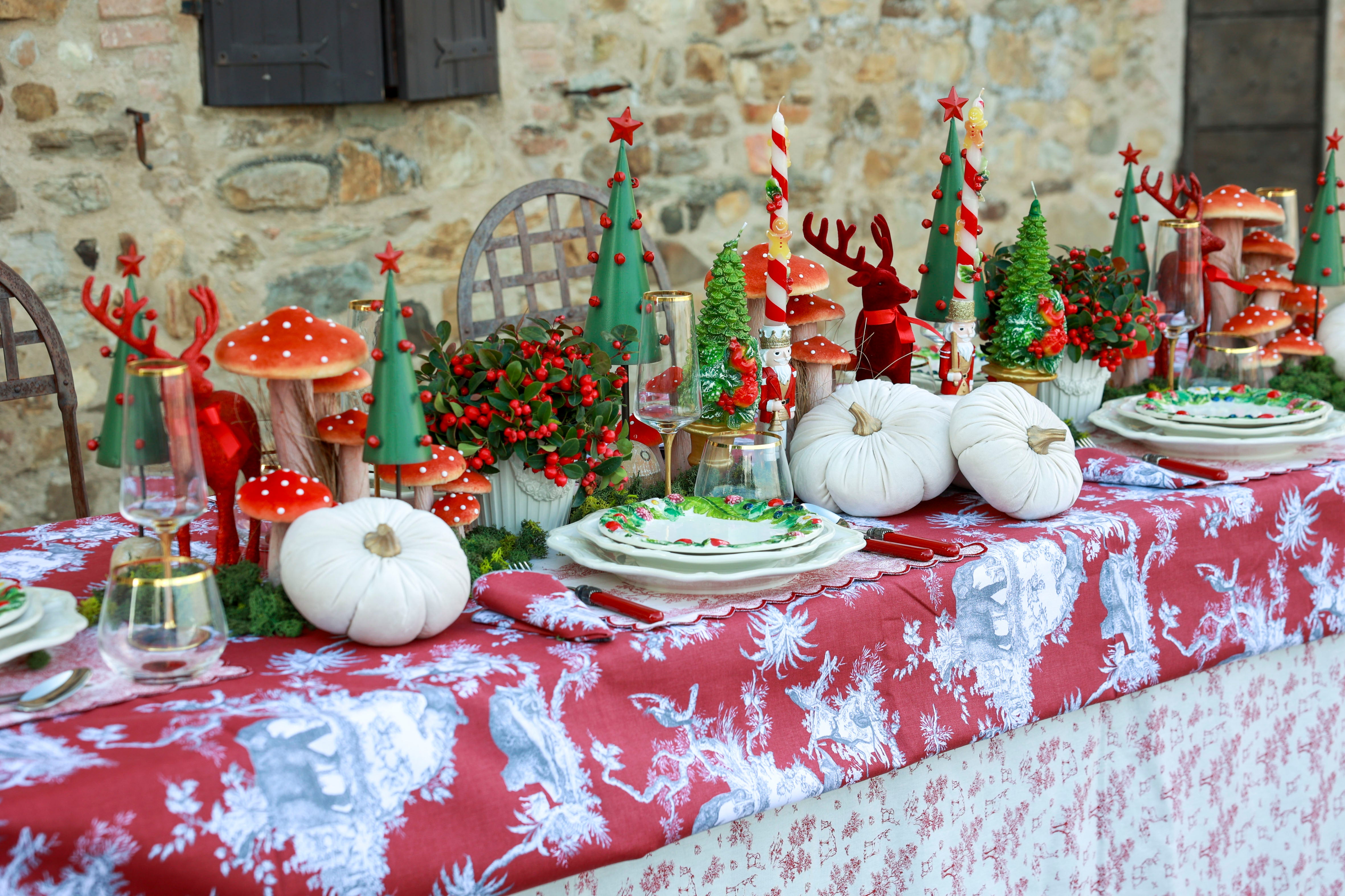 TOVAGLIA GIUNGLA TOILE DE JOUY "ROSSO CARMINIO"