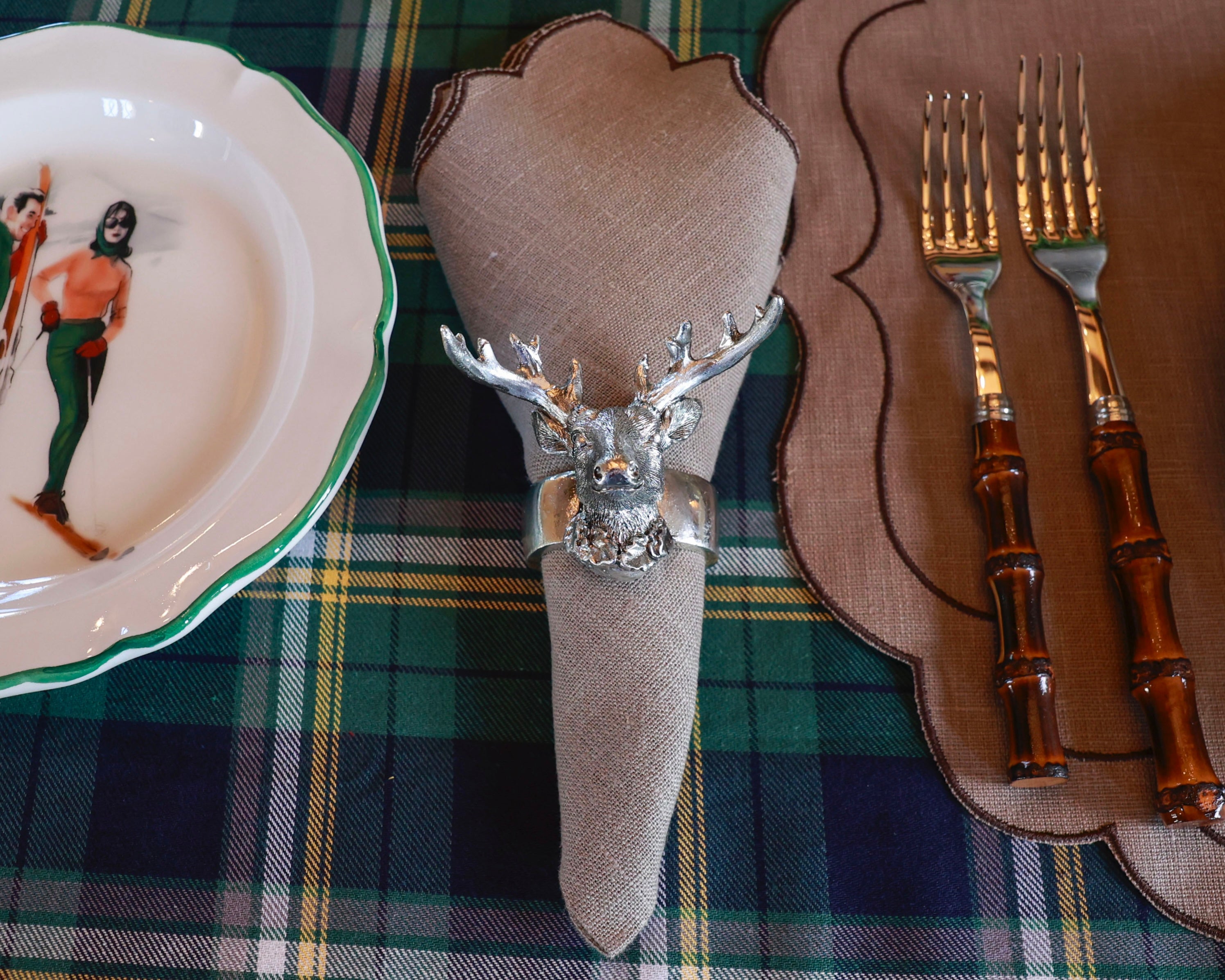 SET 6 PORTATOVAGLIOLI "CERVO ARGENTO"