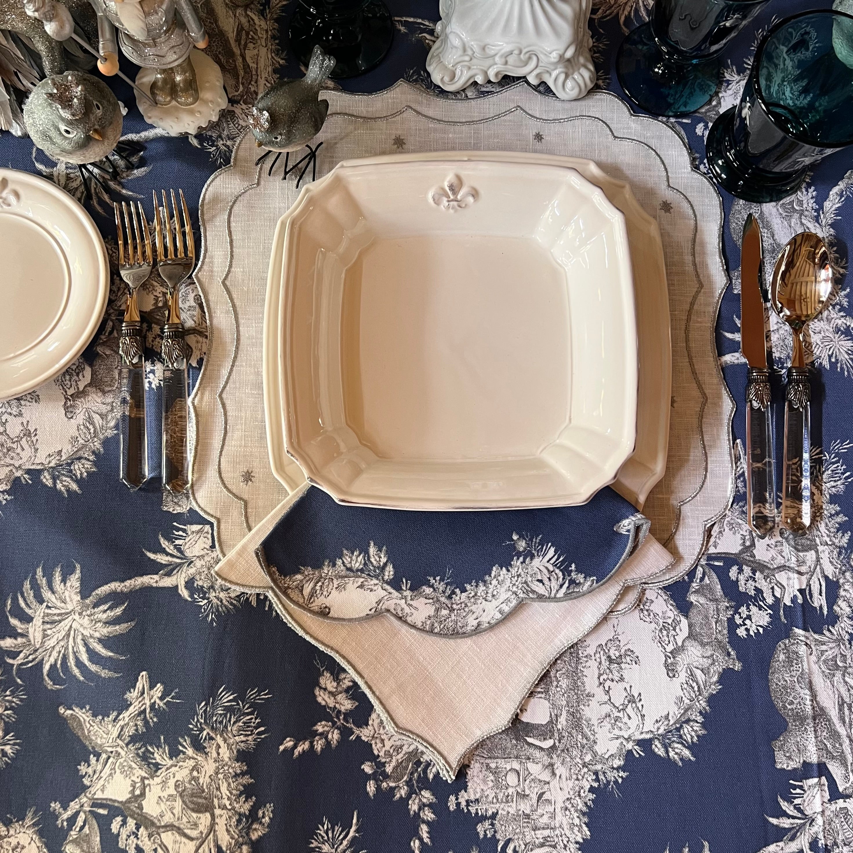 SET DI 6 TOVAGLIETTE TOILE DE JOUY BLU