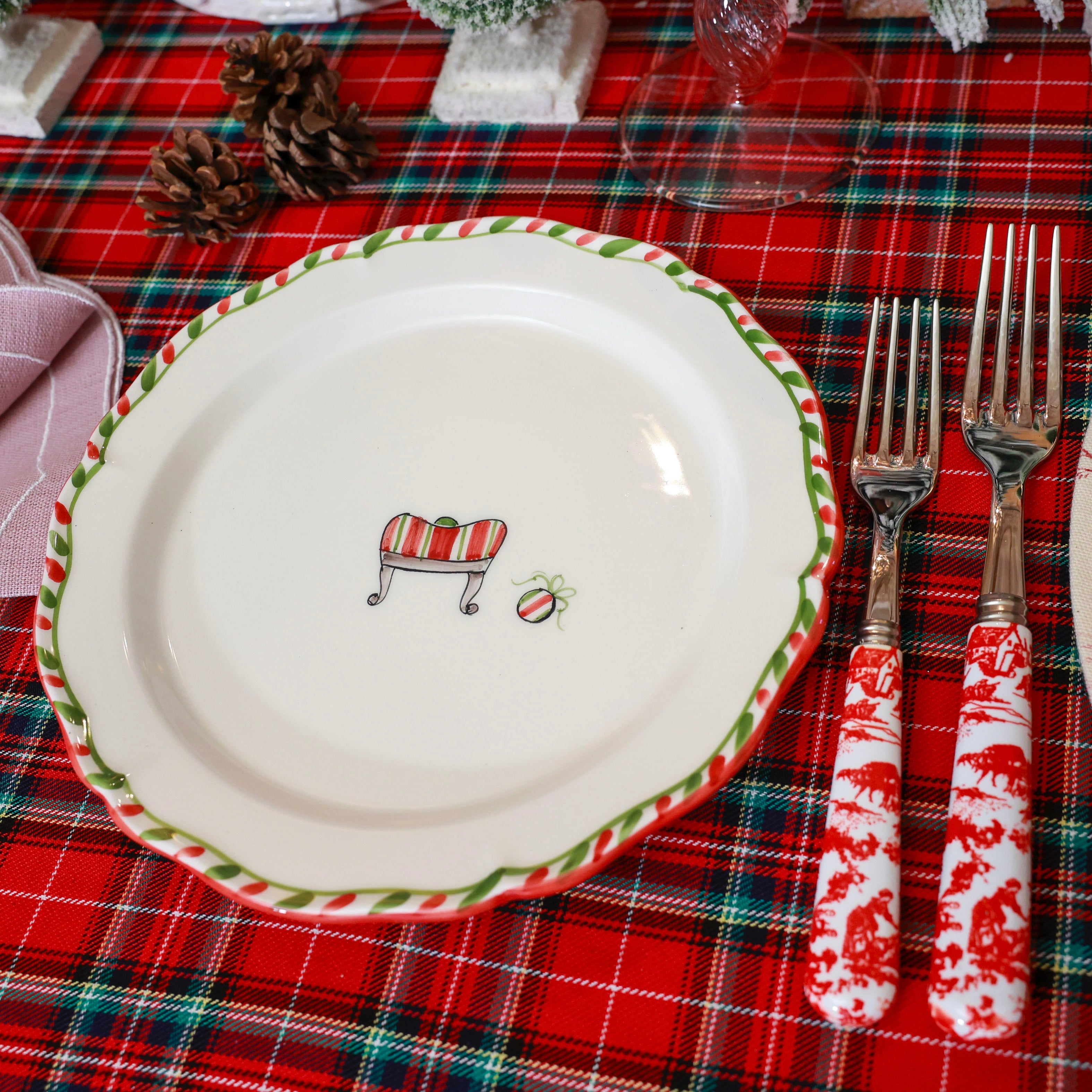 SET DI 6 FORCHETTE “TOILE DE JOUY ROSSO”