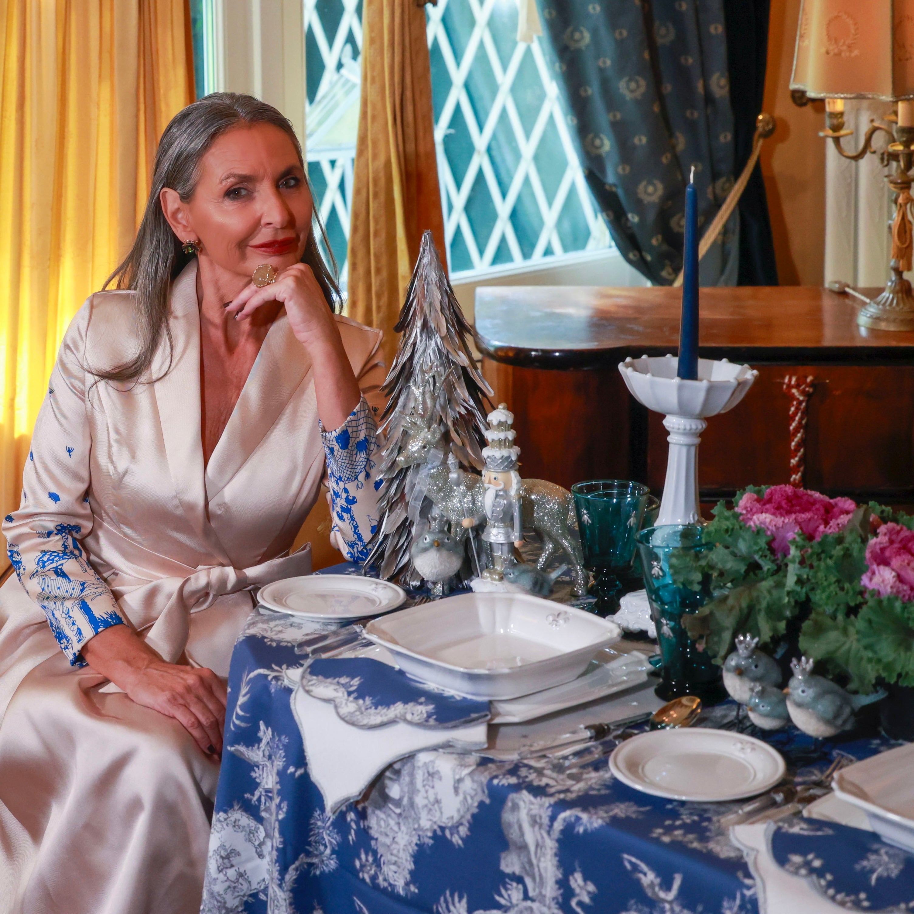 6 SOTTOPIATTI “TOILE DE JOUY BLU e CREMA”