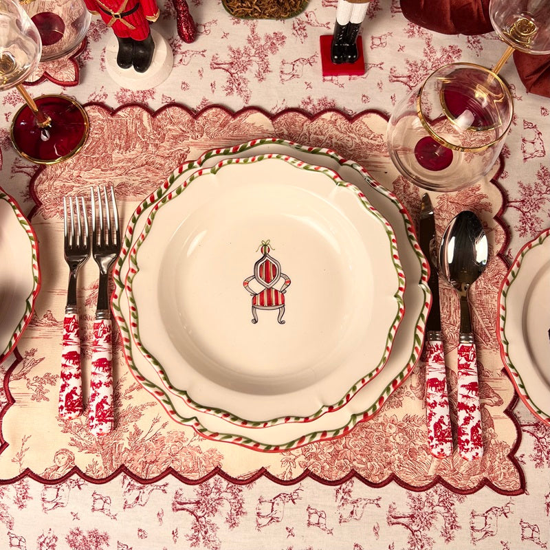 SET DI 6 FORCHETTE DA ANTIPASTO “TOILE DE JOUY ROSSO”