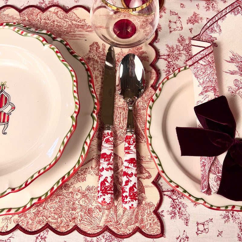 SET DI 6 COLTELLI “TOILE DE JOUY ROSSO”