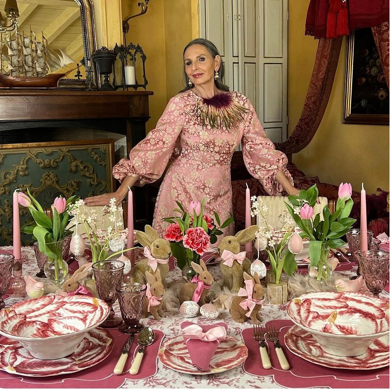 SET 6 CALICI DAMASCATO "AMETISTA"