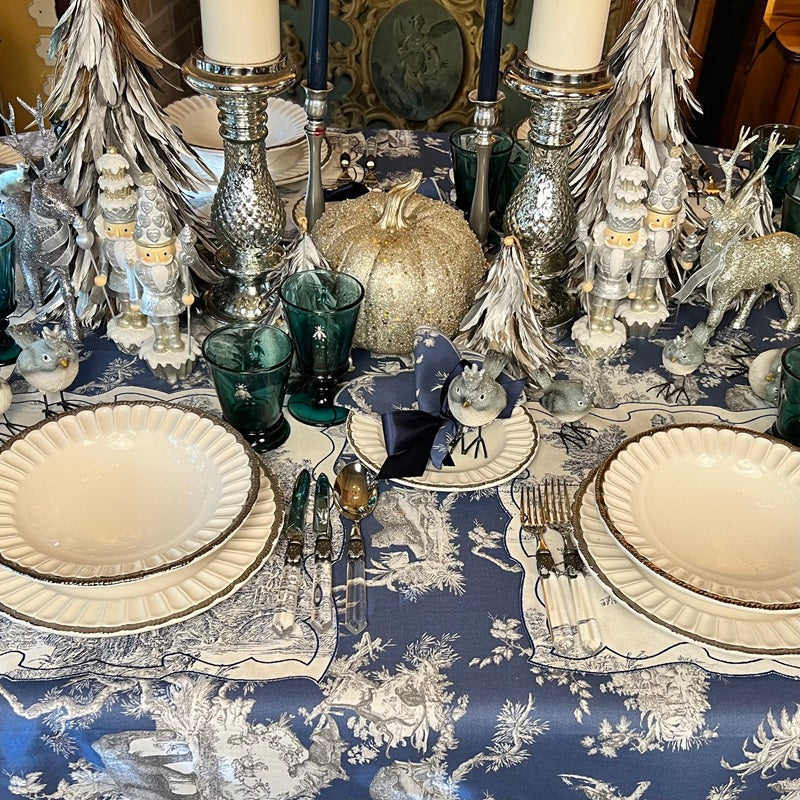 SET 6 TOVAGLIOLI RICAMATI TOILE DE JOUY “BLU”